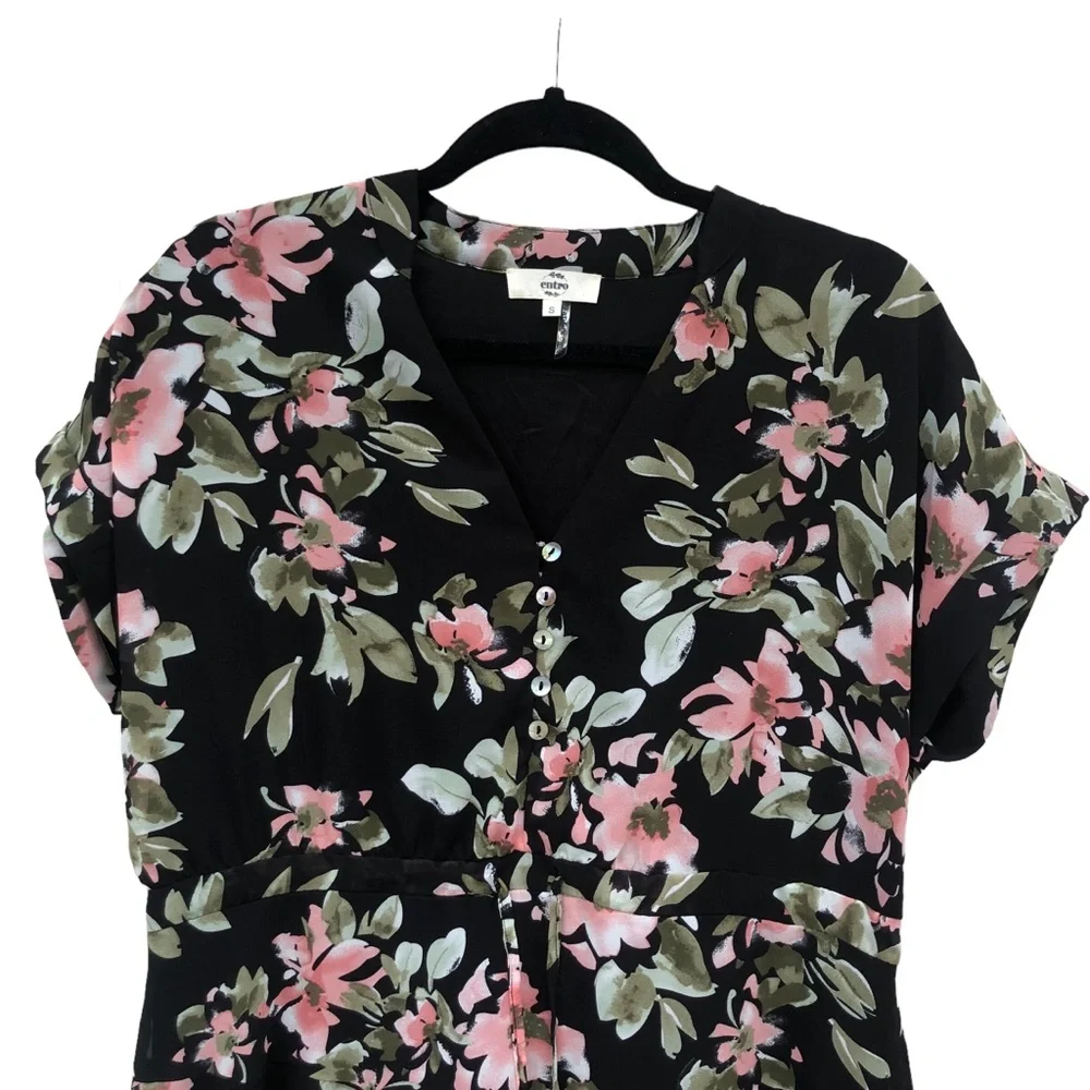 Entro Floral Short Sleeve Dress size Small - Picture 4 of 8